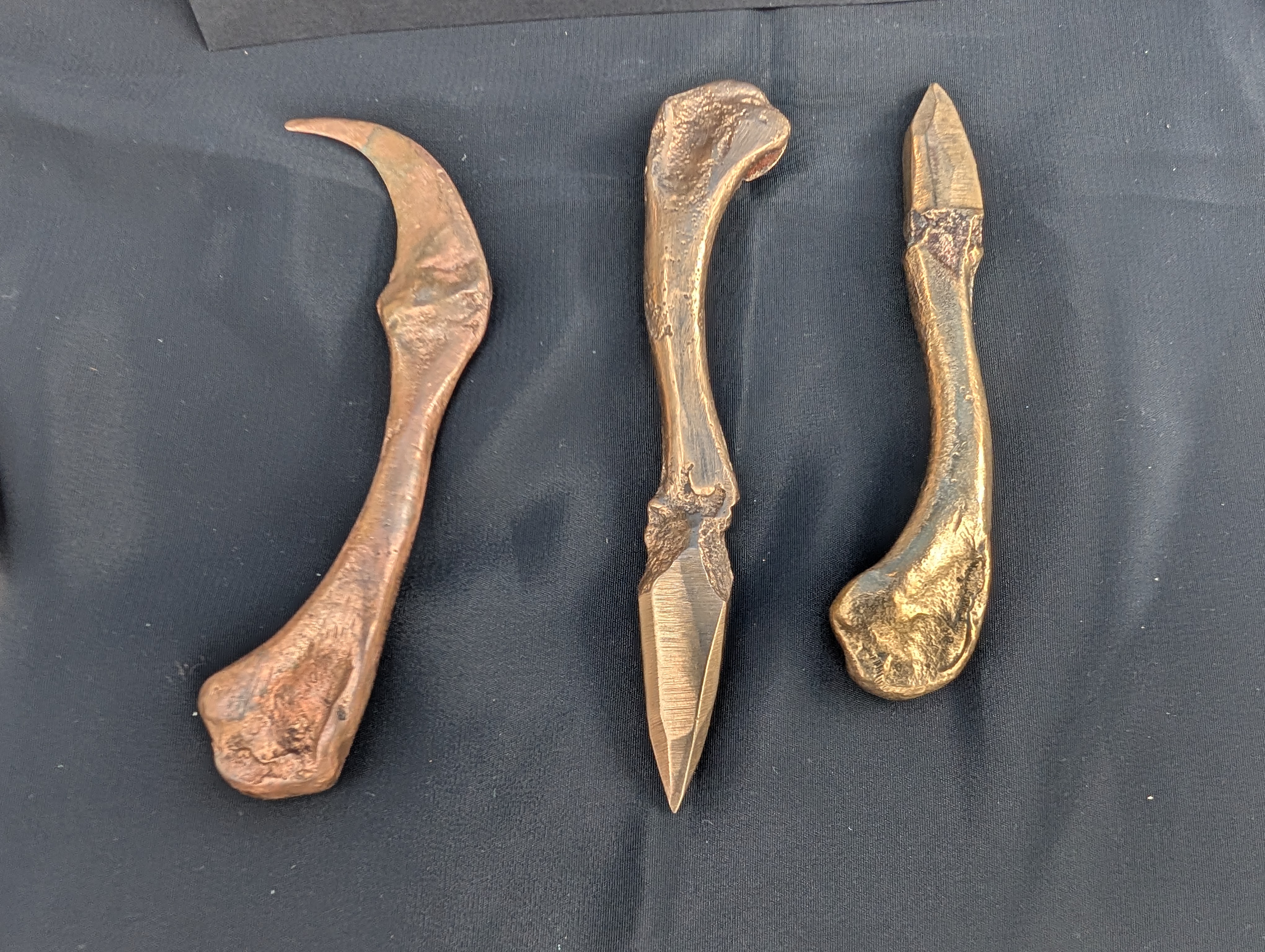 Bronze bone blade tools - cast metal ritual implements by BorboroForge