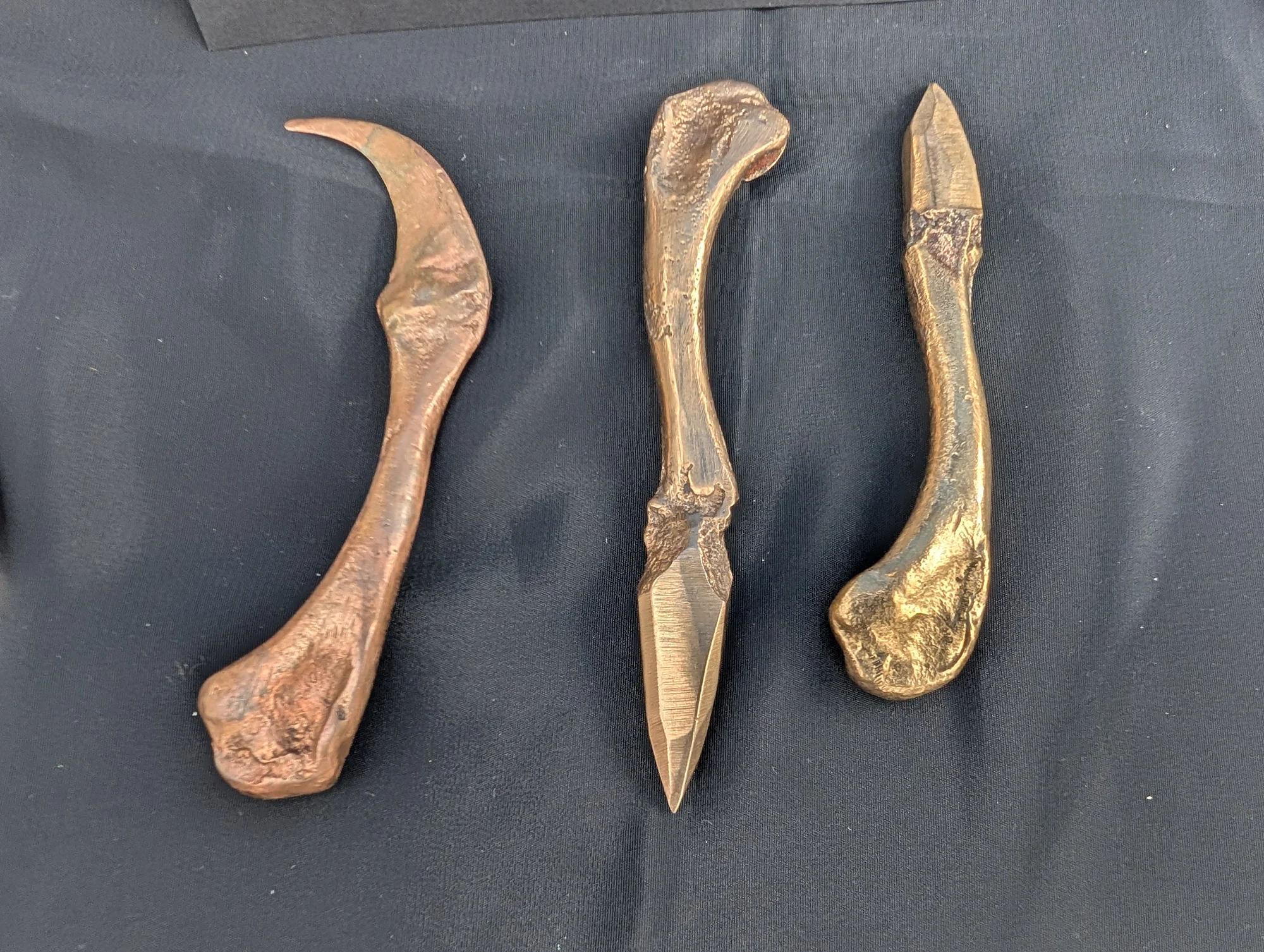Bronze bone blade tools - cast metal ritual implements by BorboroForge