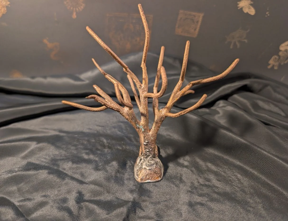 Bronze tree sculpture - cast metal art with branching limbs by BorboroForge