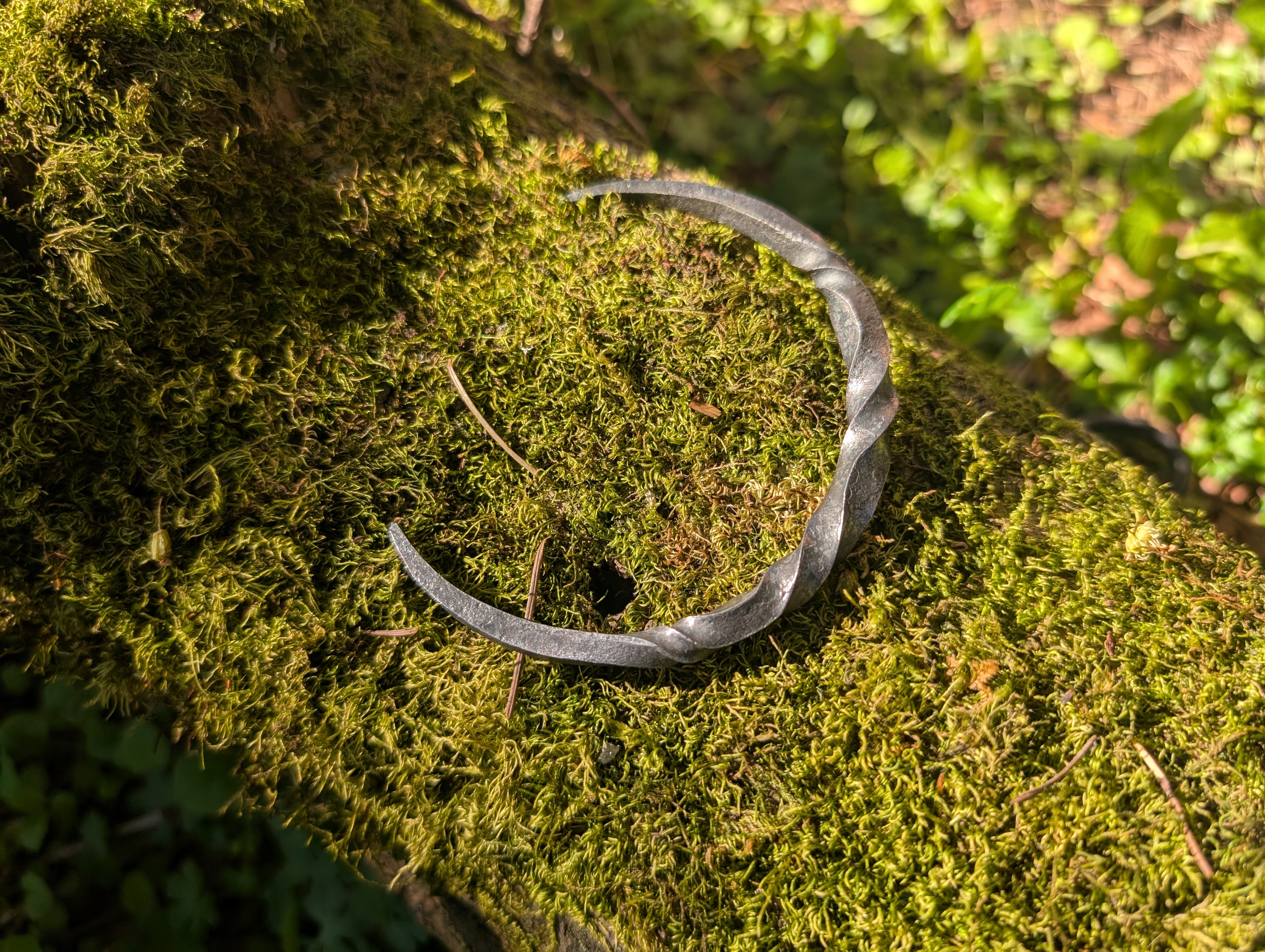 Forged iron crescent moon - steel ritual altar tool by BorboroForge