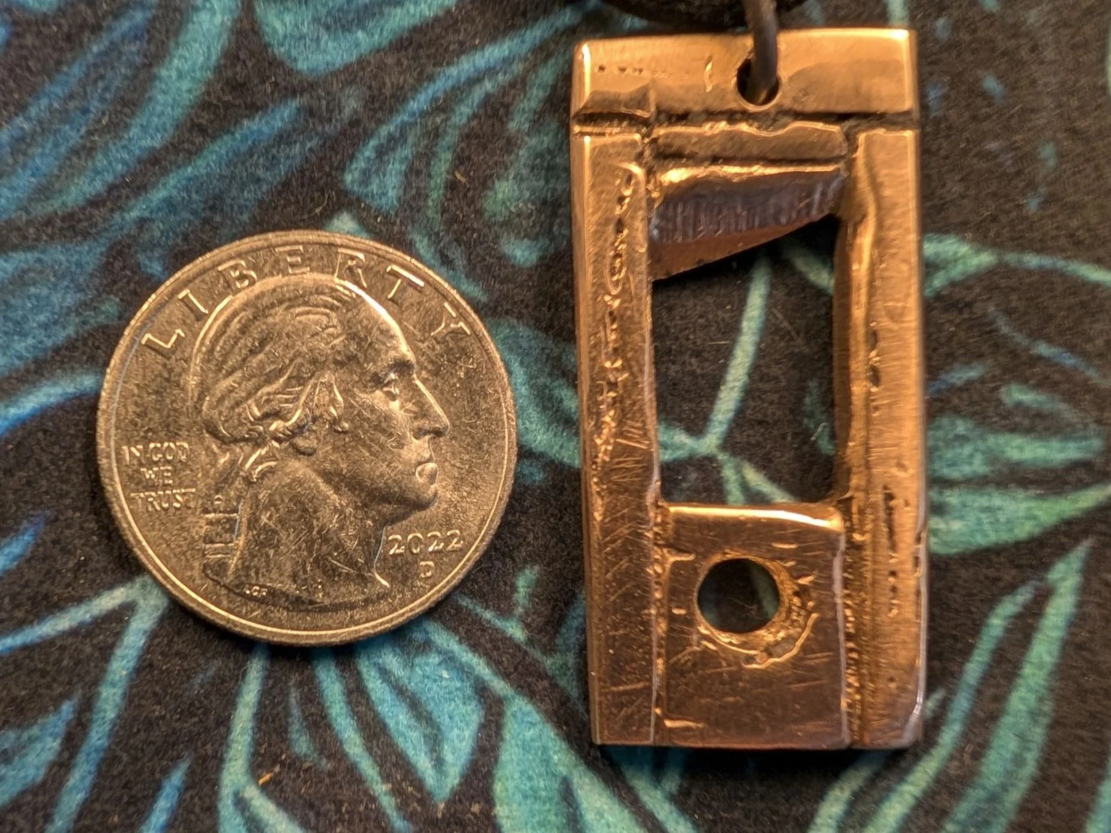 Bronze guillotine pendant necklace - miniature metal jewelry by BorboroForge